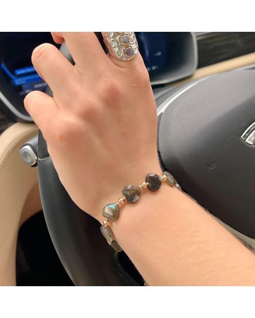 Farra Metallic Heart Shaped Labradorite Adjustable Bracelet