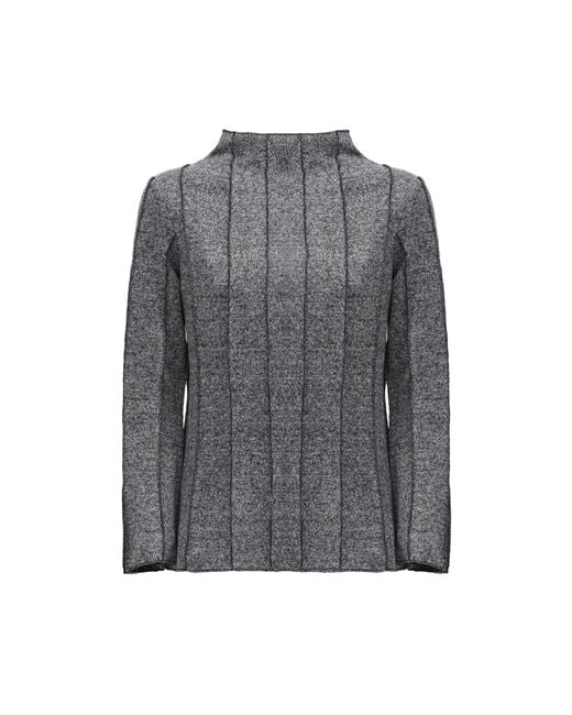 Julia Allert Gray High-Neck Top With Seams Soft Knit