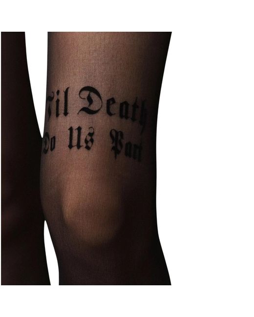 HIGH HEEL JUNGLE by KATHRYN EISMAN Black Till Death Do Us Part Premium Tights