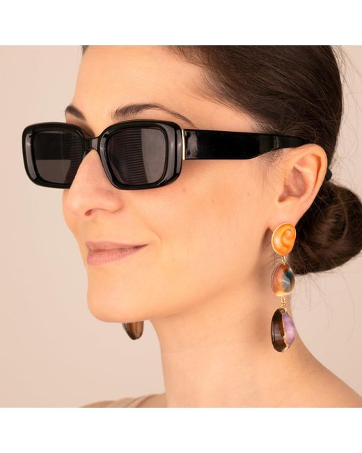 Oana Savu Orange Rare Sea Shells Earrings Ear Studs Summer Long Statement Jewelry
