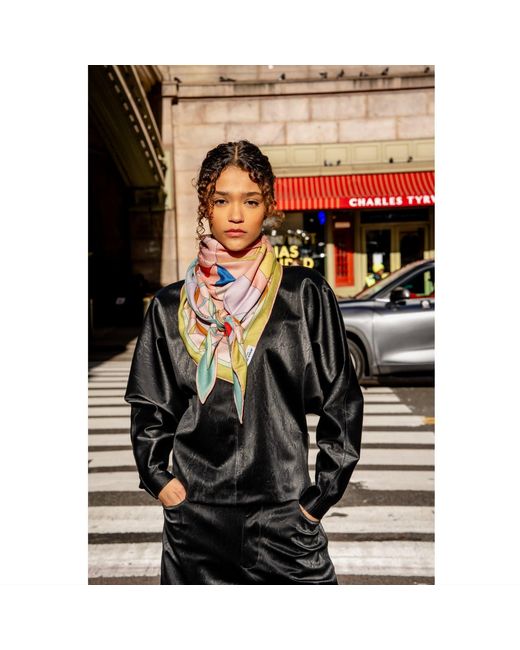 Jessie Zhao New York Pink Neutrals Double Sided Wool Silk Triangle Of Color Recombination