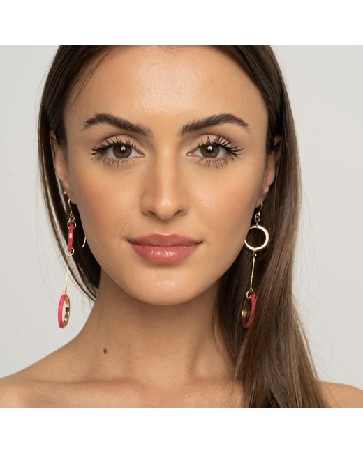 Gold & Honey Multicolor Thin Two Drop Lucite Earrings