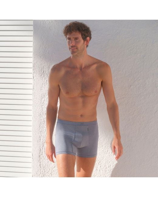 Zd - Zero Defects Blue Helios Fly Front Boxer Egyptian Cotton for men