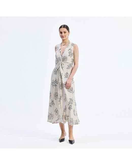 REISTOR Gray Front Twist Maxi Dress