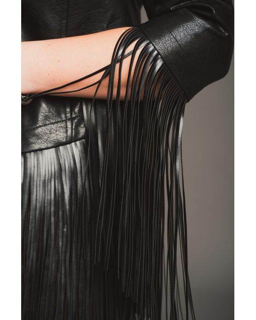 Little Lies Black Jagger Fringed Faux Leather Jacket