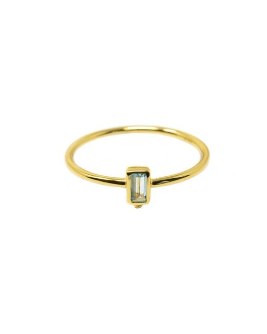 NASI SILVER Metallic Level Baguette Ring- Topaz