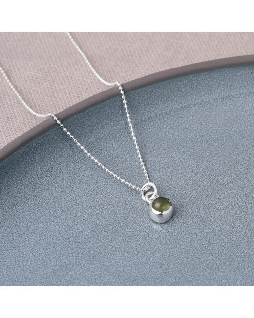 Nellou Jewellery Metallic Gem Dot Birthstone Necklace August Peridot Sterling