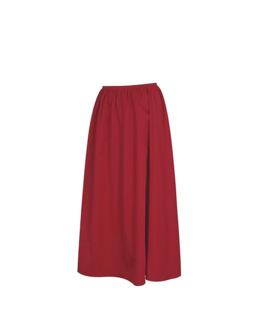 Miss Circle New York Ursel Crimson Gathered A-Line Midi Skirt