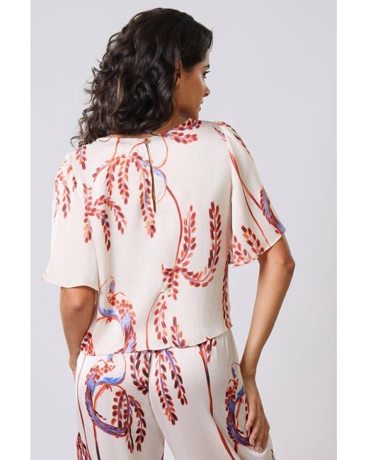 Traffic People Pink Birds Of A Feather Cream And Rene Short Sleeve Blouse