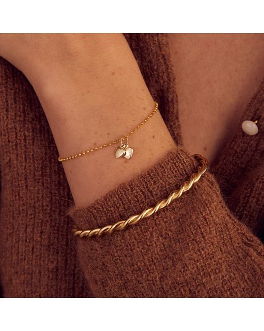 Posh Totty Designs Metallic 9Ct Double Heart Charm Bracelet