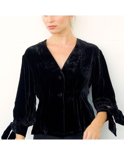 Bel Cashmere Black Fara Velvet Blouse
