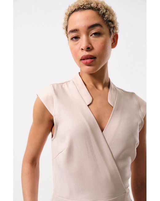 Louche Natural Neutrals Urbain Satin Back Crepe Wrap Midi Dress