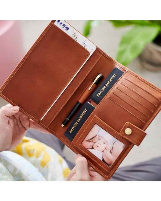 VIDA VIDA Brown Multi Passport Leather Travel Wallet