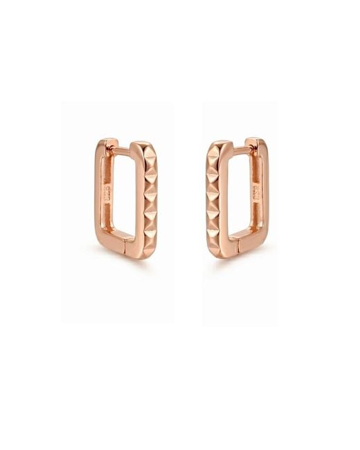 Spero London Pink Sterling Rectangular Hoop Earrings