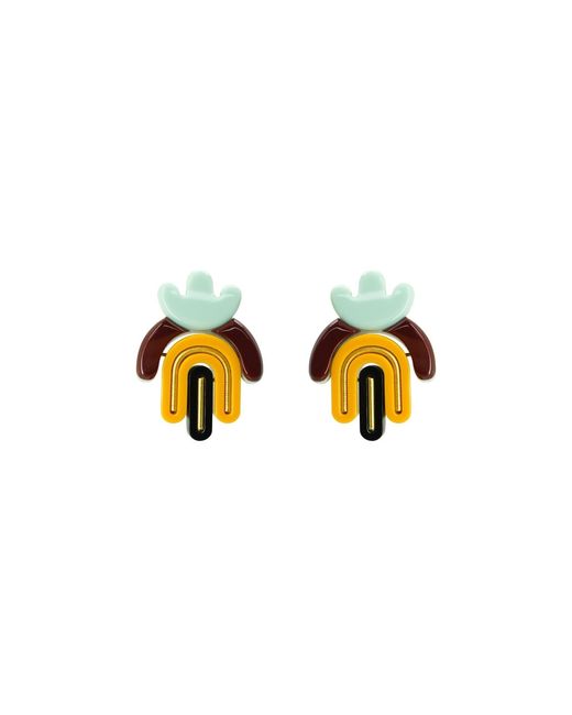 Gissa Bicalho Metallic Handmade Acrylic Earring Bromelia B Pale
