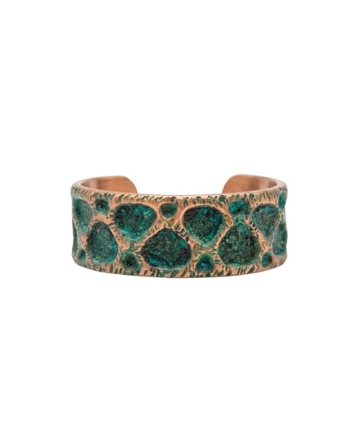Anatoliacraft Green Vintage Copper Cuff Bracelet With Patina