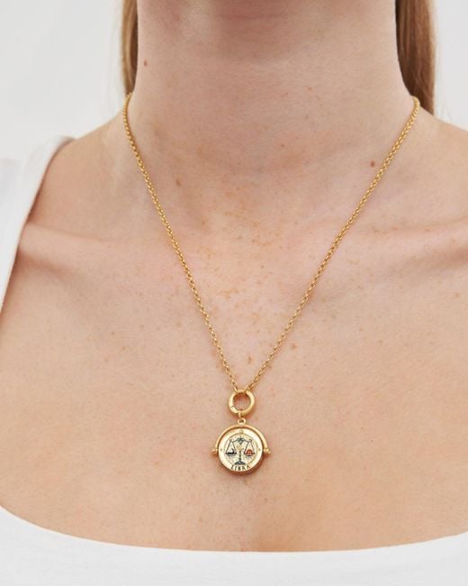 Fable England Metallic Libra Zodiac Spinner Necklace