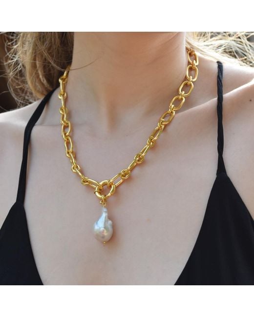 GEM BAZAAR Metallic Baroque Pearl Pendant