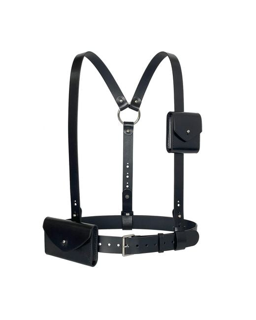 Haute Cuir Black Double Micro Bag Harness