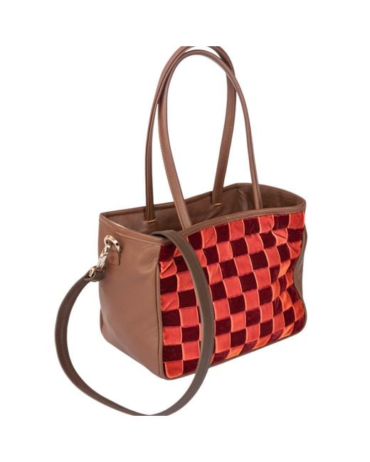 Velvet Atelier Red Cris Terracotta Shoulder Bag