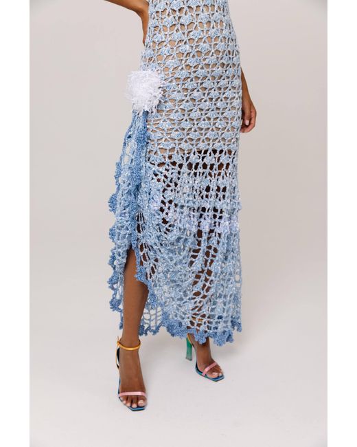 Andreeva Blue Metallic Iris Handmade Crochet Dress