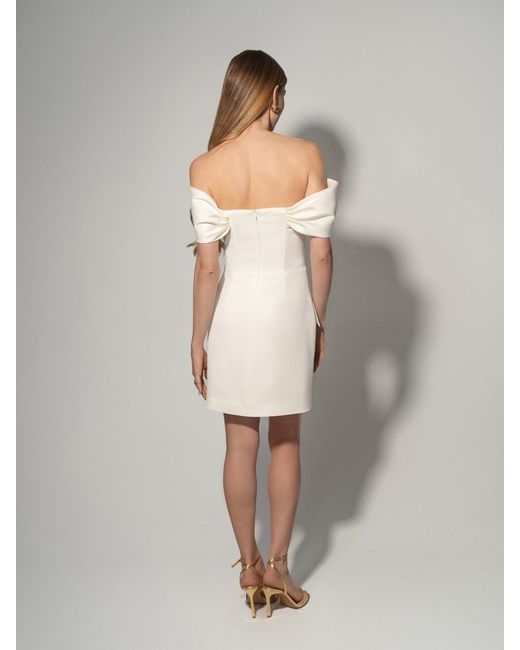 Tia Dorraine White Steel Confidence Off-Shoulder Mini Dress Pearl