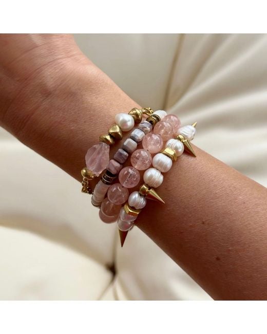 Rachel Nathan Metallic Remix Meridian: Raw Rose Quartz Bracelet