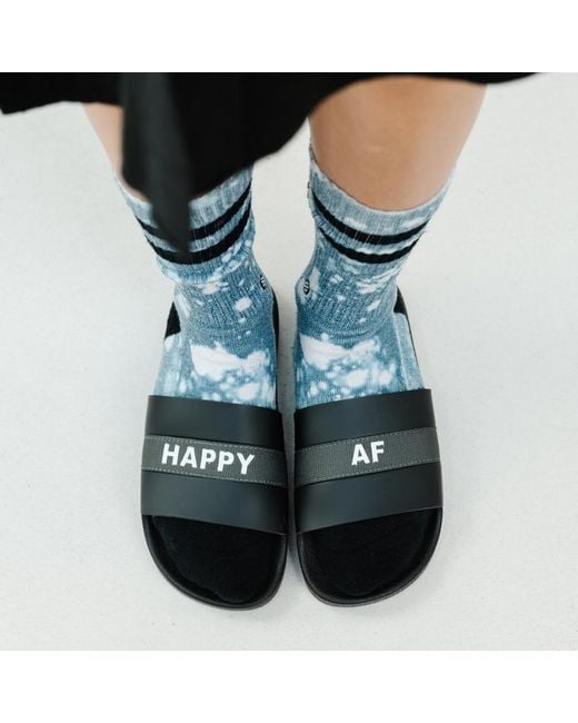 Zenzee Black Happy Af Slide Sandals