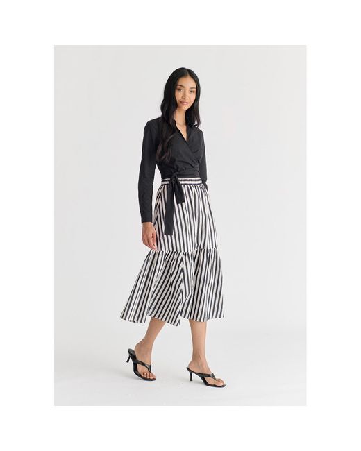 Paisie Black Side Tie Wrap Blouse
