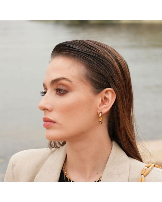 LINYA JEWELLERY Metallic Emily Stone Hoop Earrings