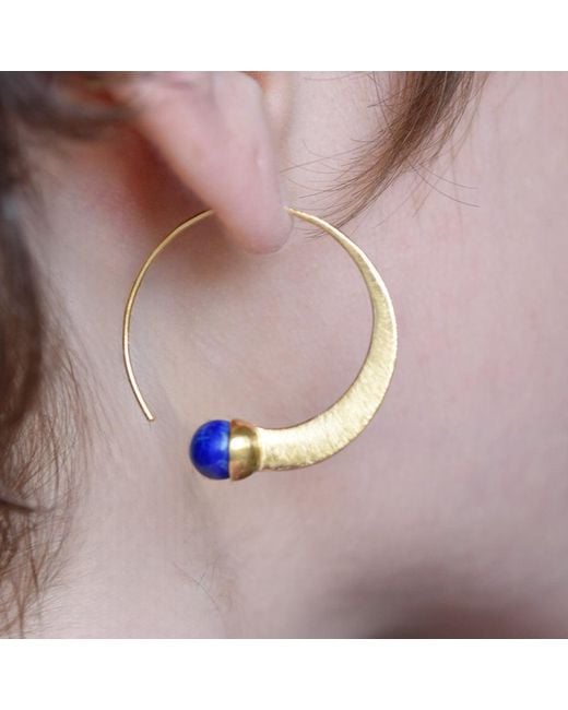GEM BAZAAR Metallic Lapis Loop Earrings