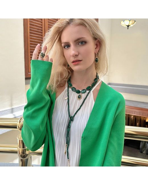 Farra Green Malachite Open Ended Versatile Necklace