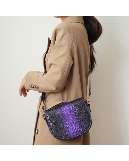 Mkf Collection - J'omor Blue Amalia Croc-Embossed Crossbody Bag