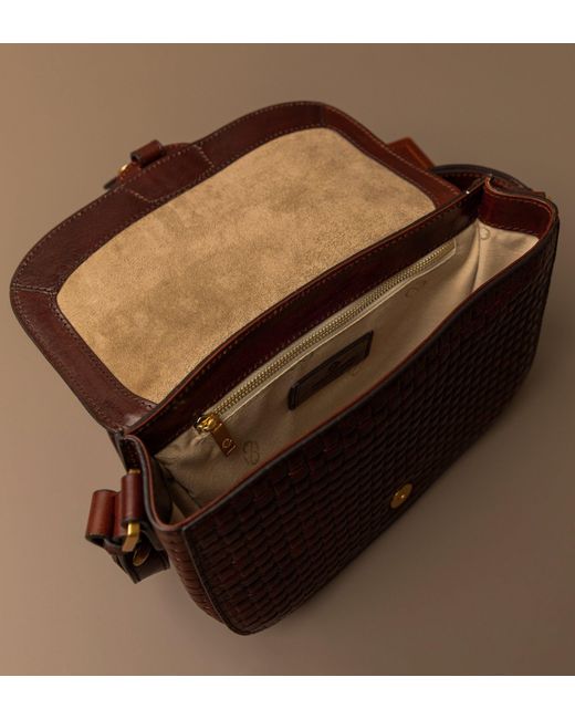 Time Resistance Brown Leather Saddle Bag