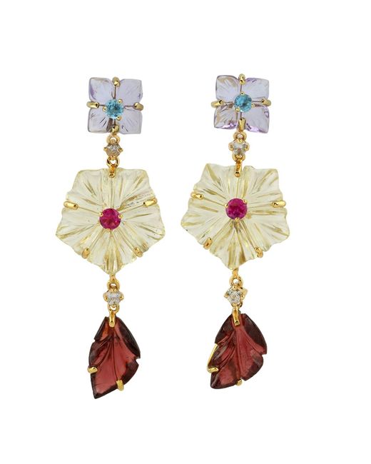 Artisan Metallic Ruby Sapphire Topaz Quartz Garnet Amethyst 18k Gold Gemstone Jewelry