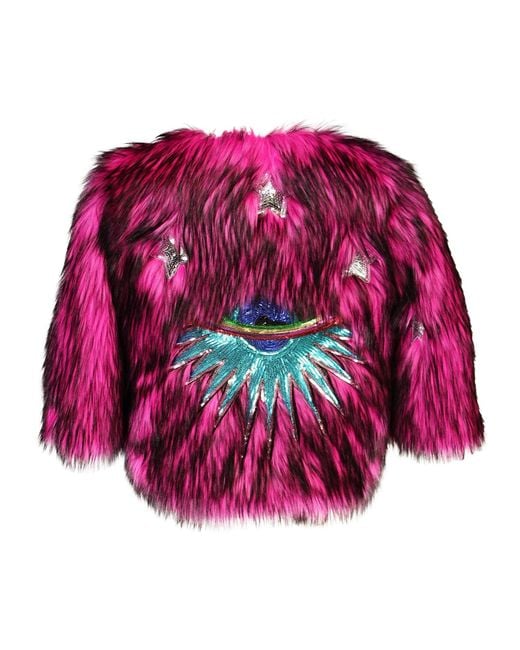 Jennafer Grace Multicolor Planet Queen Faux Fur Jacket