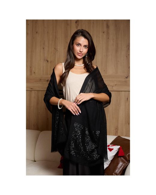 Saachi Blue Wool Sparkle Scarf