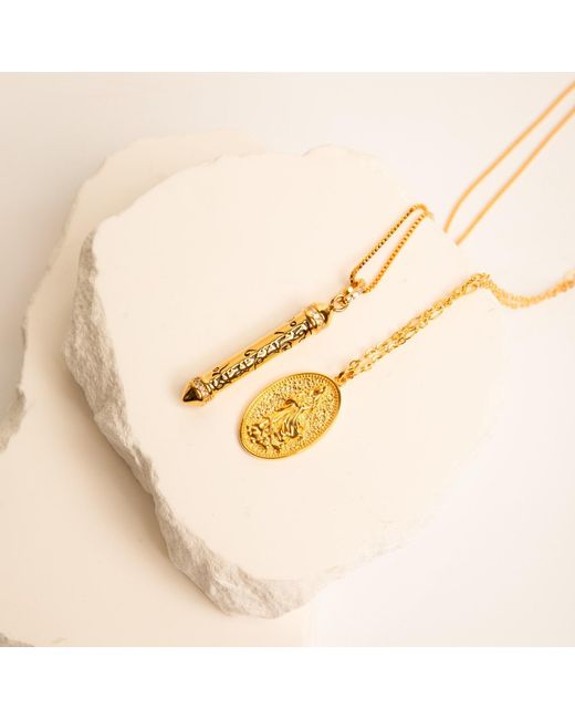 Seven Saints Metallic Om Mani Padme Hum Topaz Prayer Necklace, Over Sterling for men