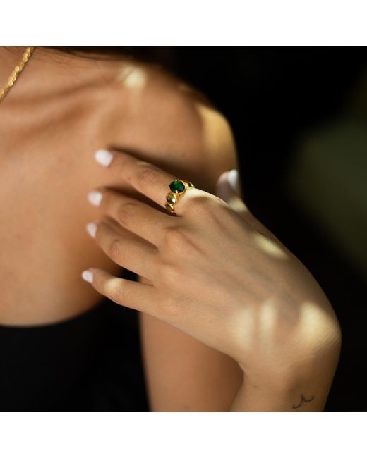 Ebru Jewelry Green Emerald Aura Adjustable Ring