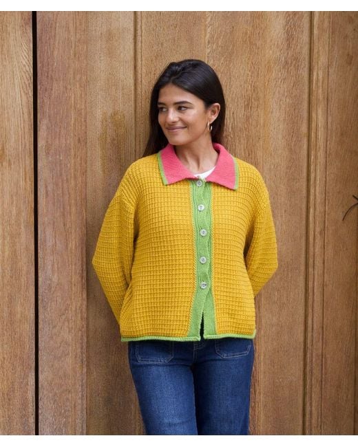 Mind Traveler Yellow Tina Mustard Cotton Cardigan