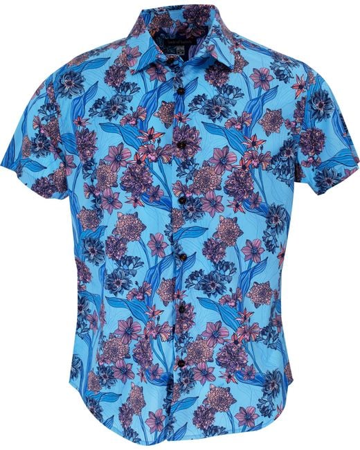 Lords of Harlech Blue Scott Ocean Floral Shirt for men