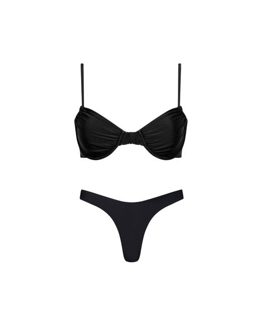Playaluxe Black High Cut Underwire Bikini Set