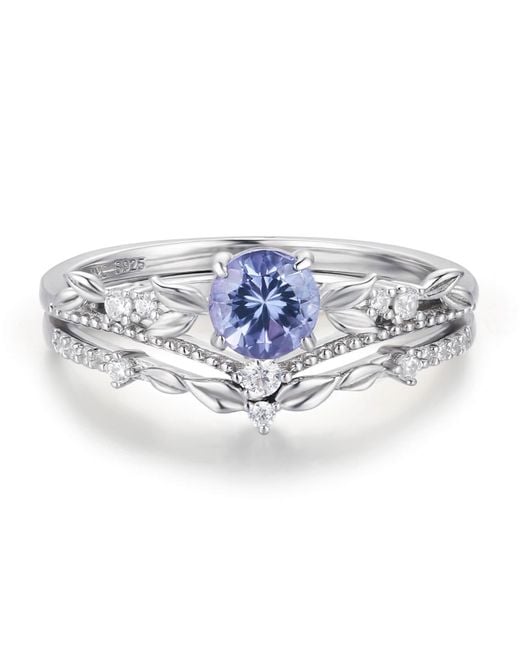 Azura Jewelry New York Blue Reverie Tanzanite Ring Set Vermeil