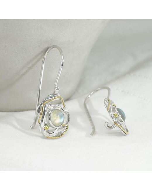 Isla Silver Metallic Unique Sterling Moonstone Earrings