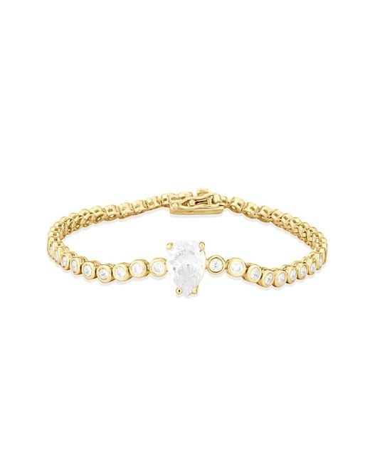 SHYMI Metallic Round Tennis With Center Pear Stone
