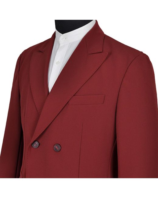 DAVID WEJ Red Ashford Relaxed Double-Breasted Blazer – Burgundy for men