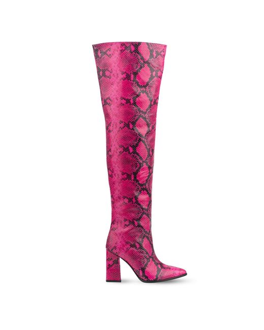 Rosamund Muir London Purple Roma & Snake Print Over Knee Boots