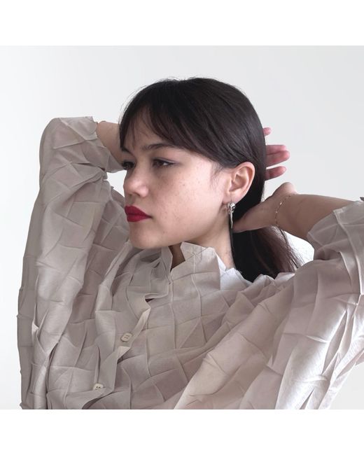 London Atelier Byproduct Blue Geometric Balls Hoop Earrings