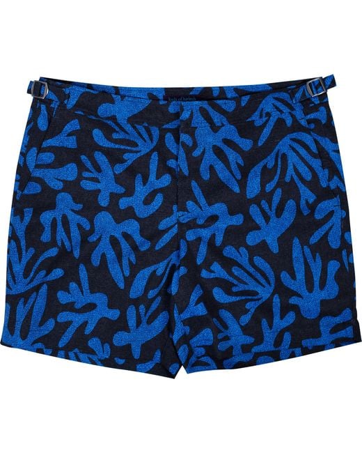 Lords of Harlech Blue Pool Loop Coral Canvas Swim Short for men