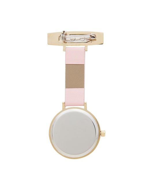 Bermuda Watch Company White Annie Apple Meraki Sunset Blush Leather Nurse Fob Watch